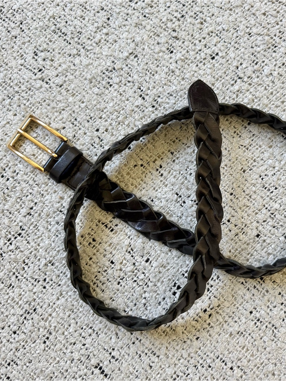 &Other Stories Black Braided Leather Belt Size S